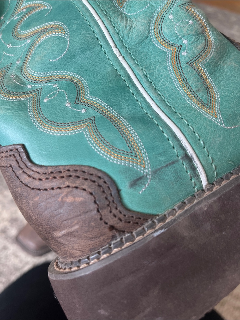 Justin Boots Brown & Turquoise Western Cowgirl Boots - Picture 10 of 10